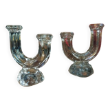 Pair of Vannes crystal candlesticks