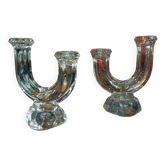 Pair of Vannes crystal candlesticks