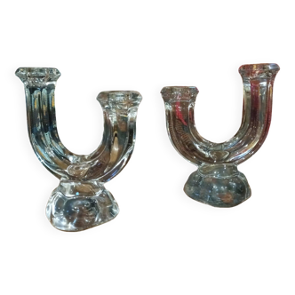 Pair of Vannes crystal candlesticks