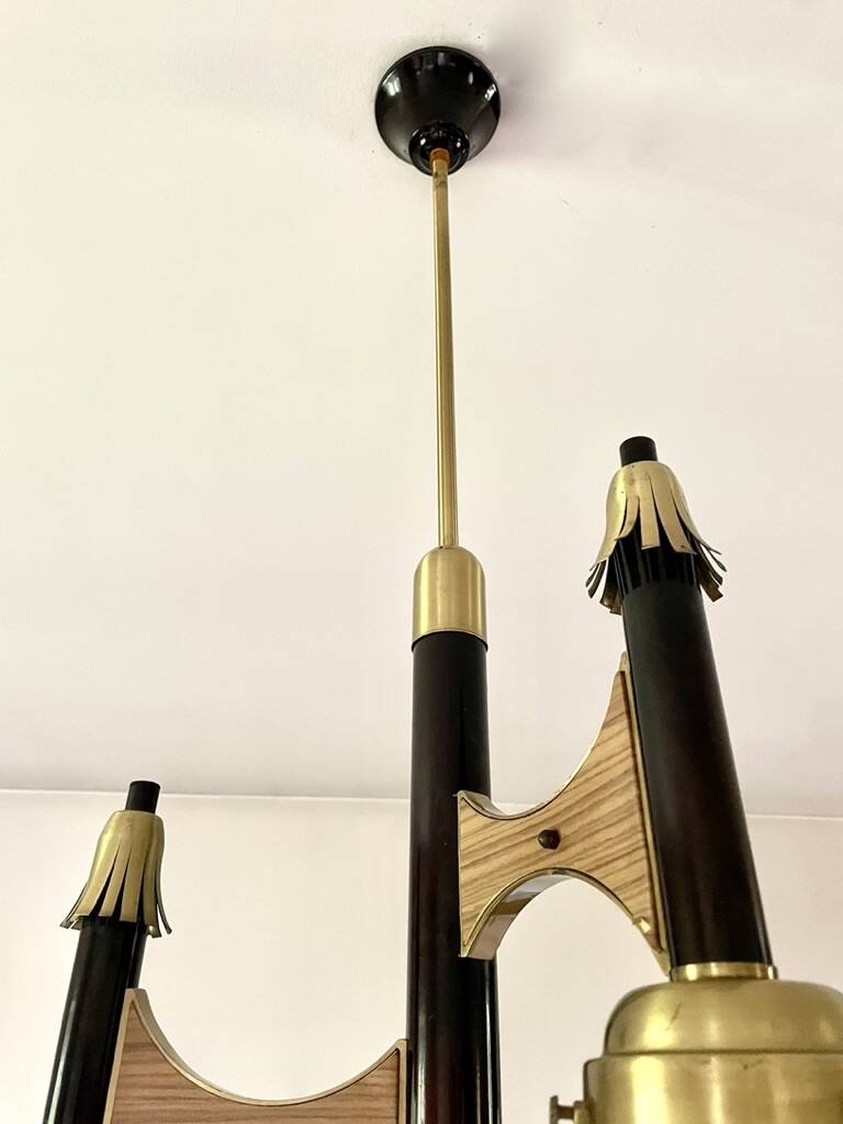 Lustre cascade de 3 globes Targetti 1950