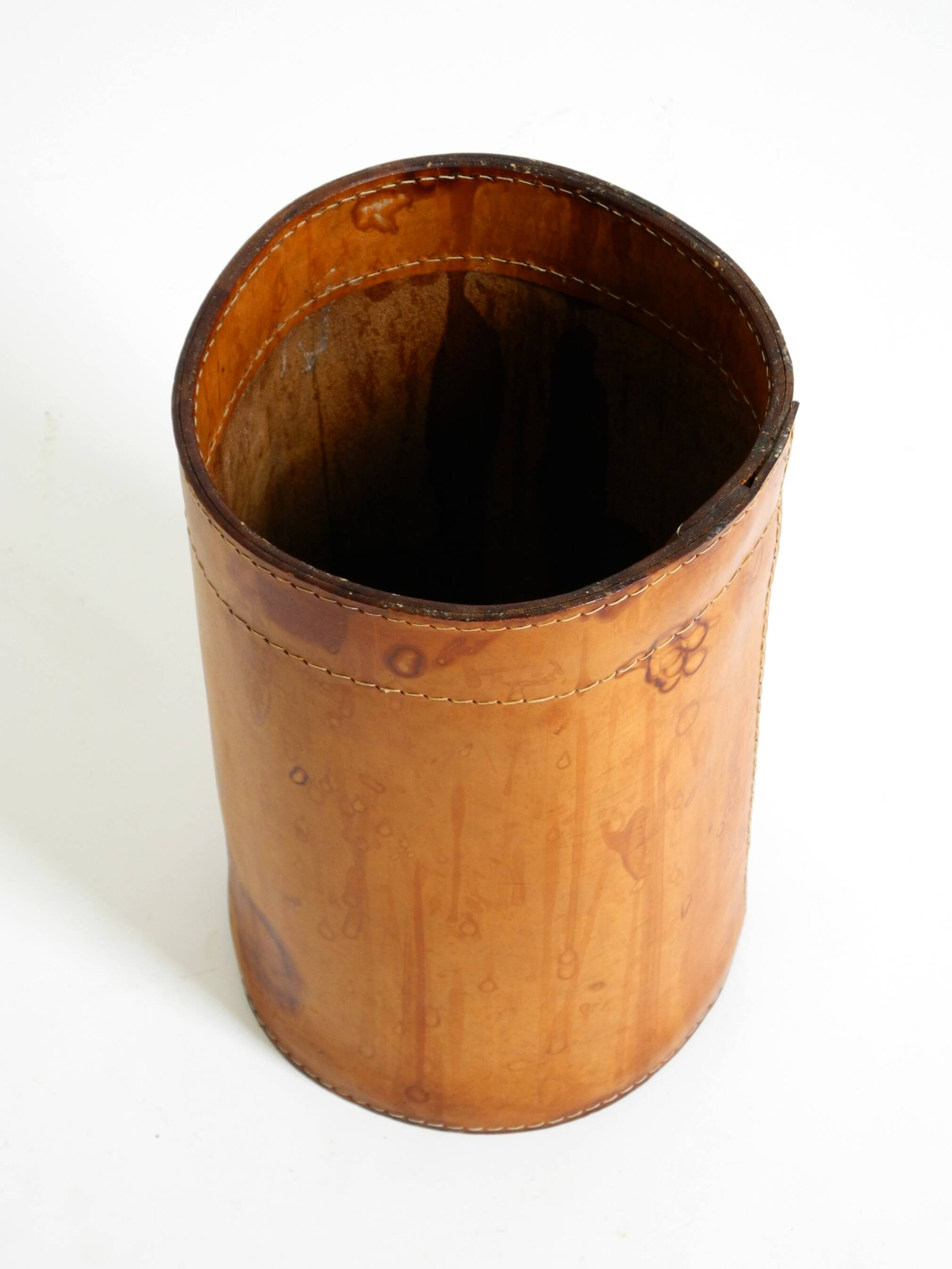 Beautiful 1960s leather paper bin by Torben Ørskov & Co Denmark