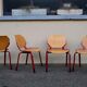 Set of 4 Design Chairs Rio Fröscher 1985 Postmodern Red Wood