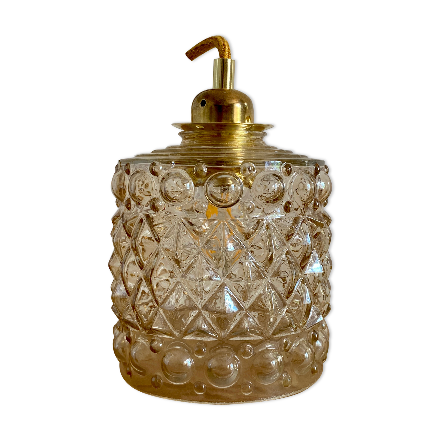Vintage tulip lamp in amber glass