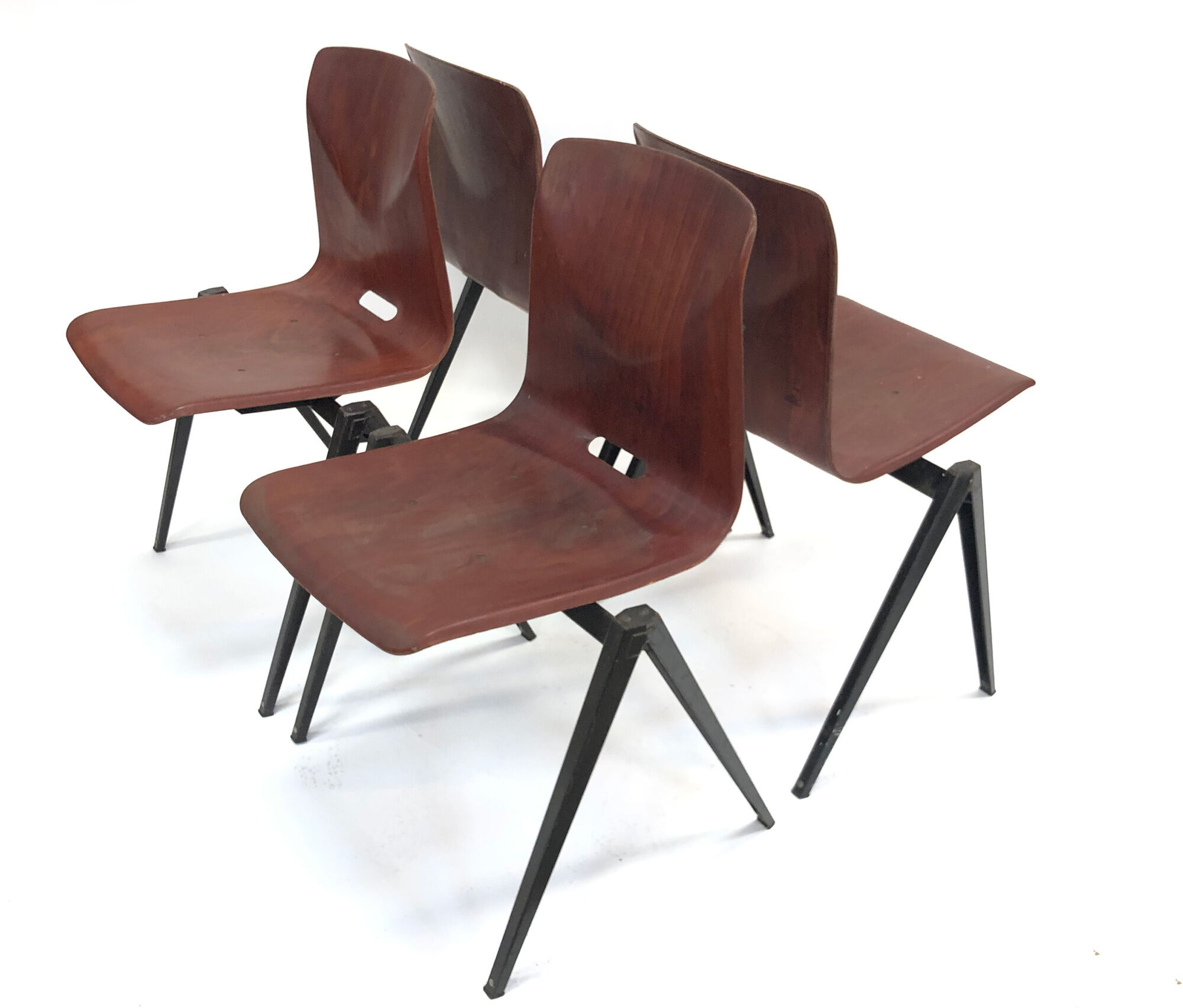 Vintage set of four Galvanitas S22 school chairs in the Netherlands
