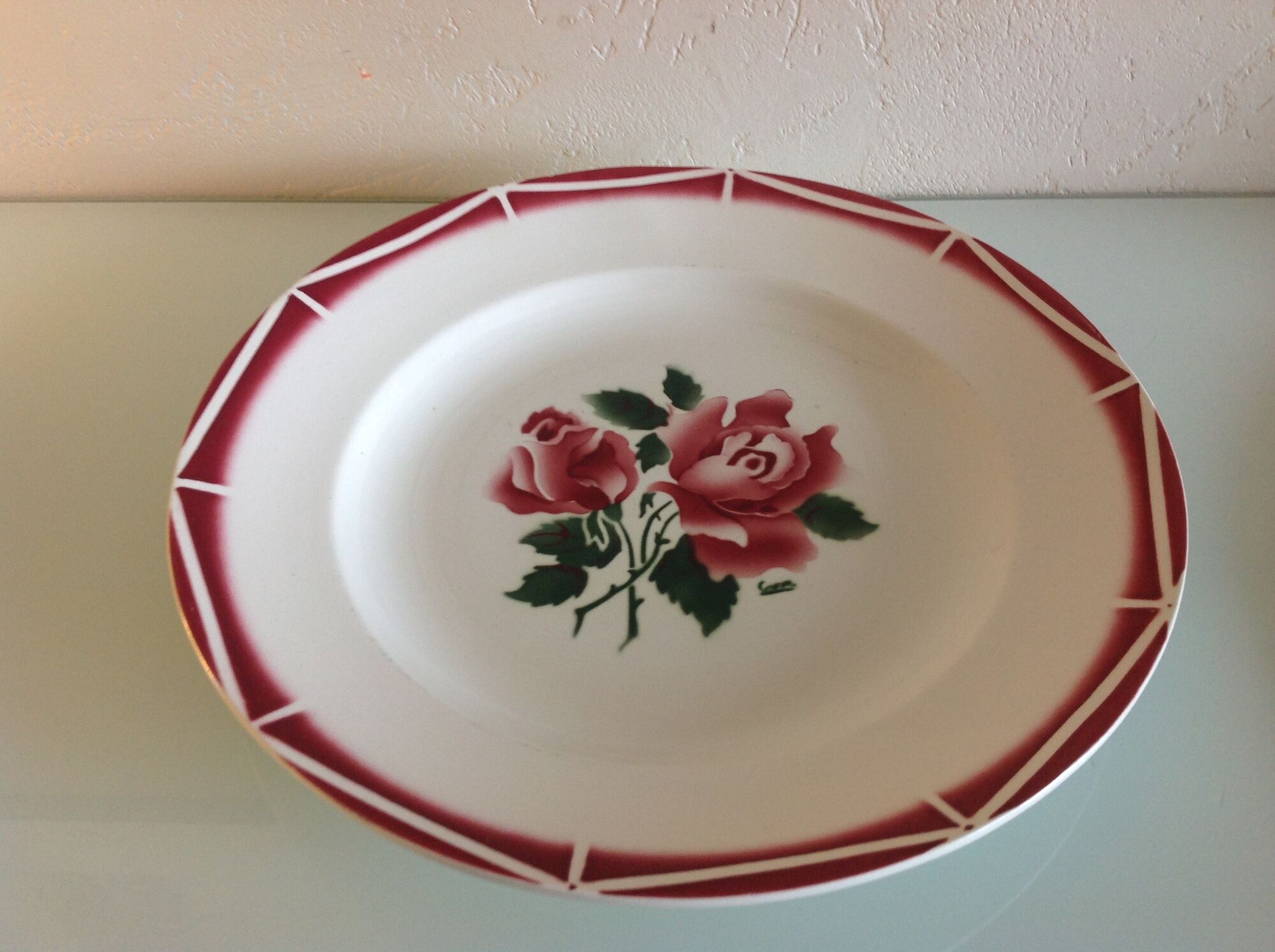 Round dish decor Cibon des faienceries de Sarreguemines and Digoin / vintage 60s