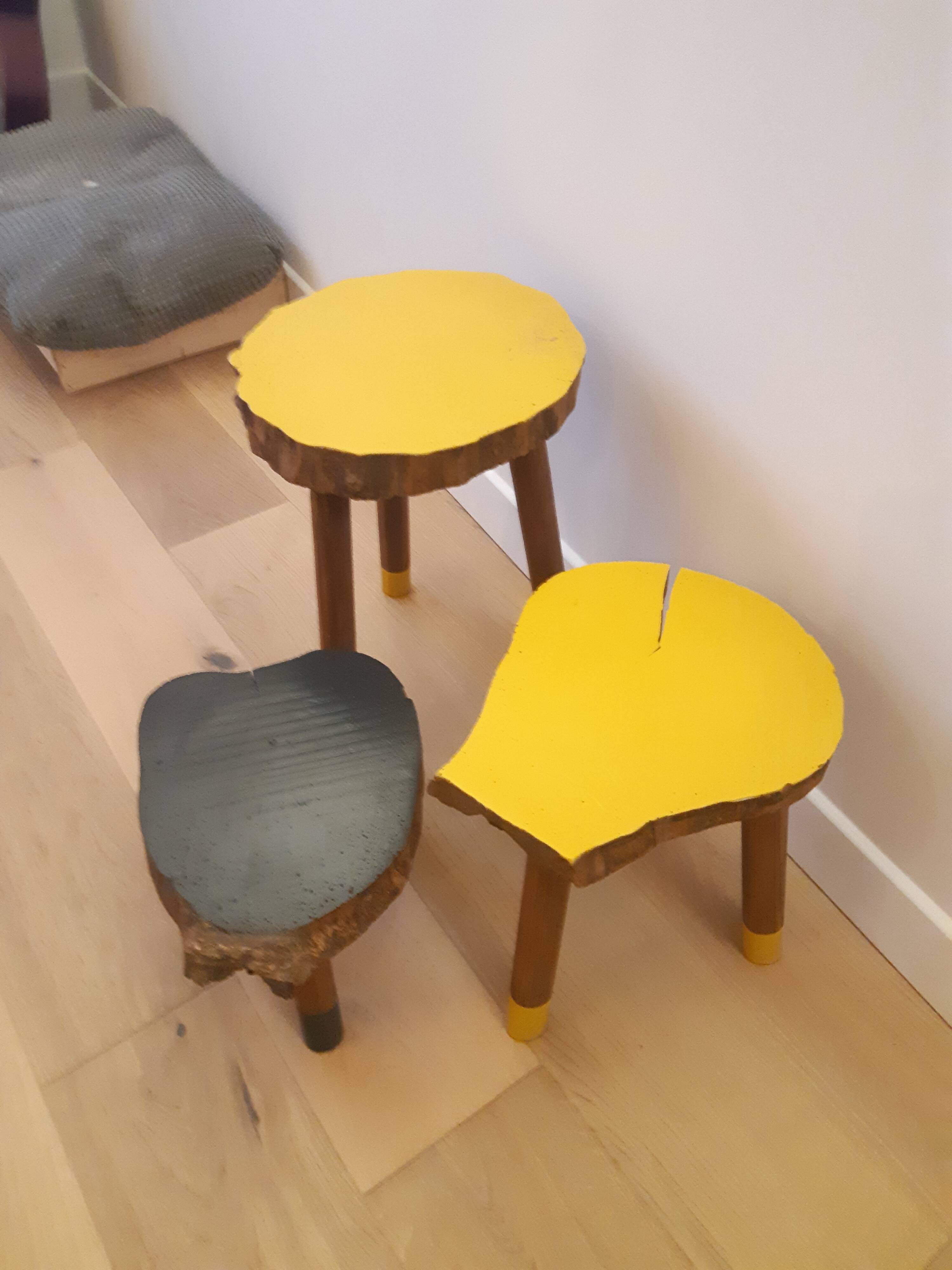 Trio of tripod tabourets