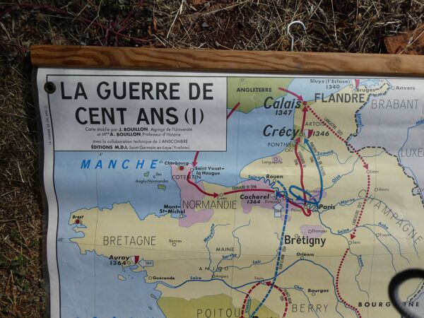 Ancienne carte d'école vintage MDI ''La Guerre de cent ans