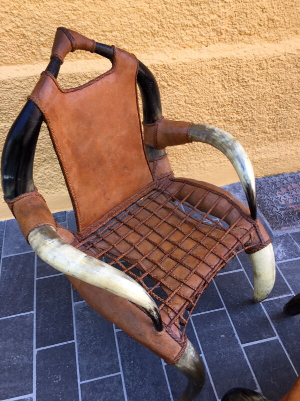 Fauteuil corne avec repose-pied