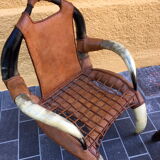 Fauteuil corne avec repose-pied