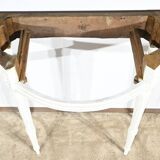 Console demi-lune en bois rechampi, style Louis XVI, début XIXème