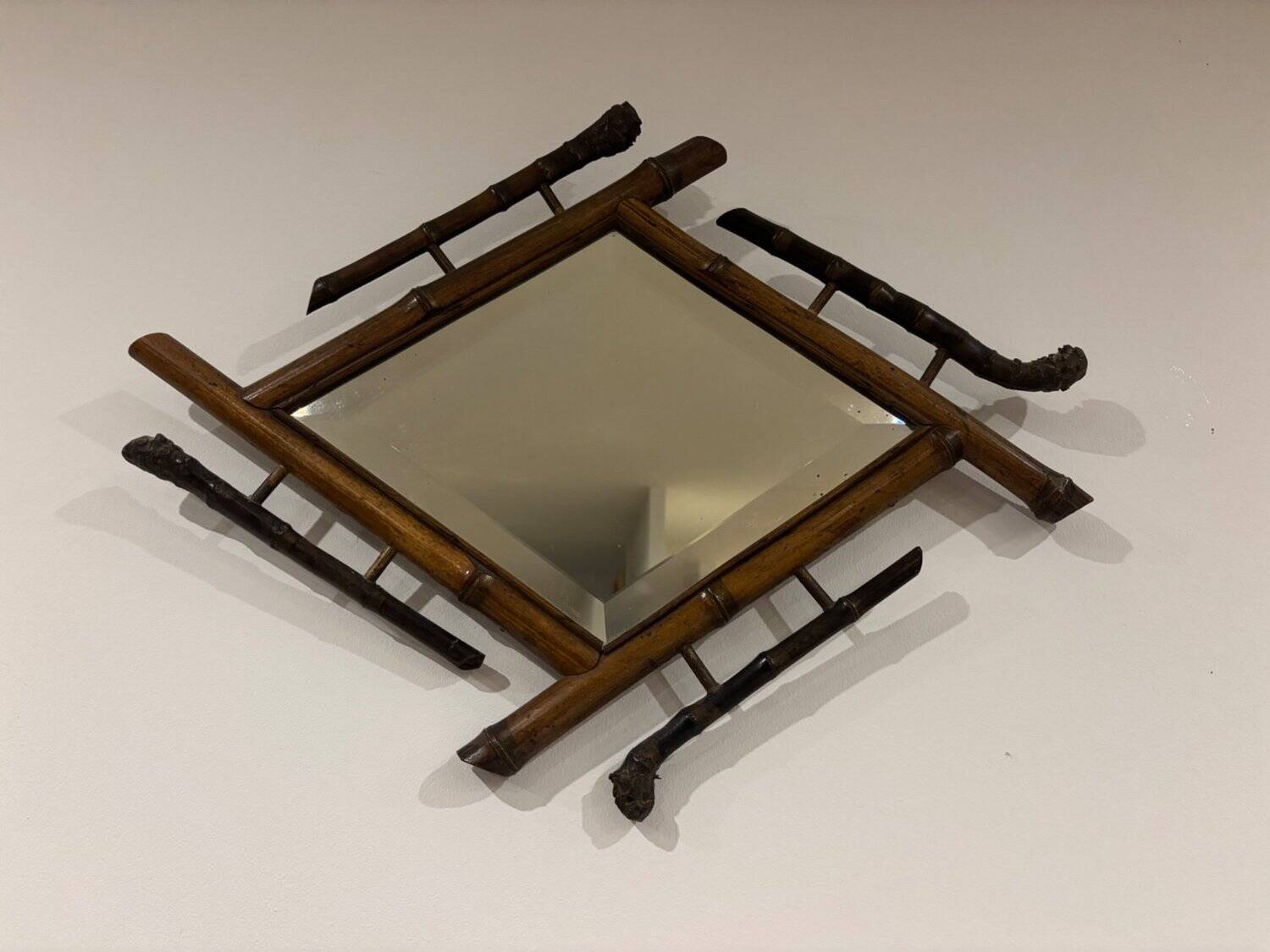 Bevelled Bamboo Wall Mirror Japonisme Belle Époque