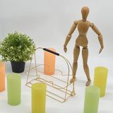 Service of vintage granita glasses, with glass holder / golden metal basket