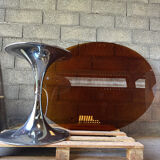 ORANGE smoked glass tulip foot table Gastone Rinaldi