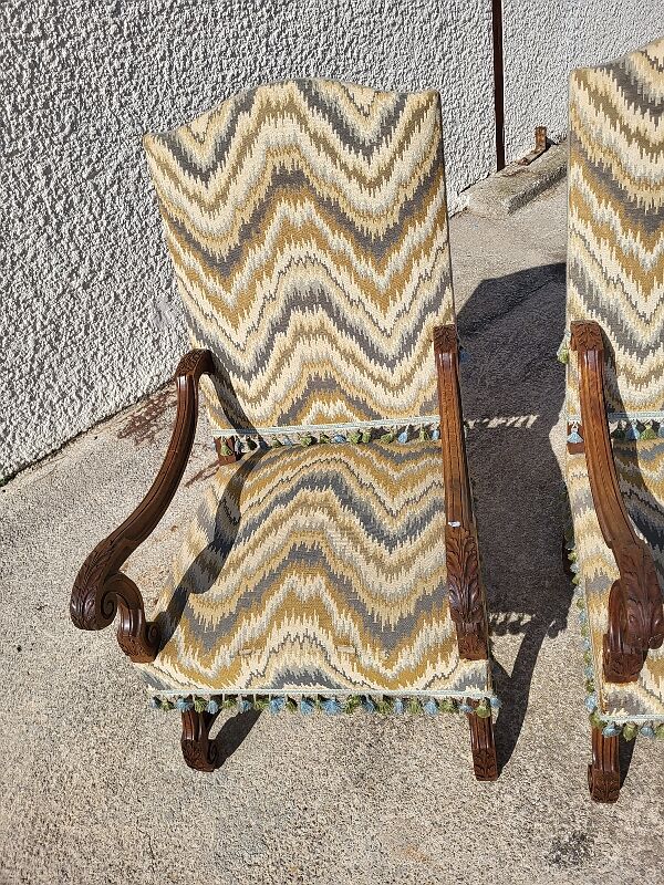 Pair of armchairs louis xiii of the xix th century