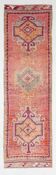 3x11 Pale Orange & Vintage Runner Rug, Handmade Orientel Runner, 96x338Cm