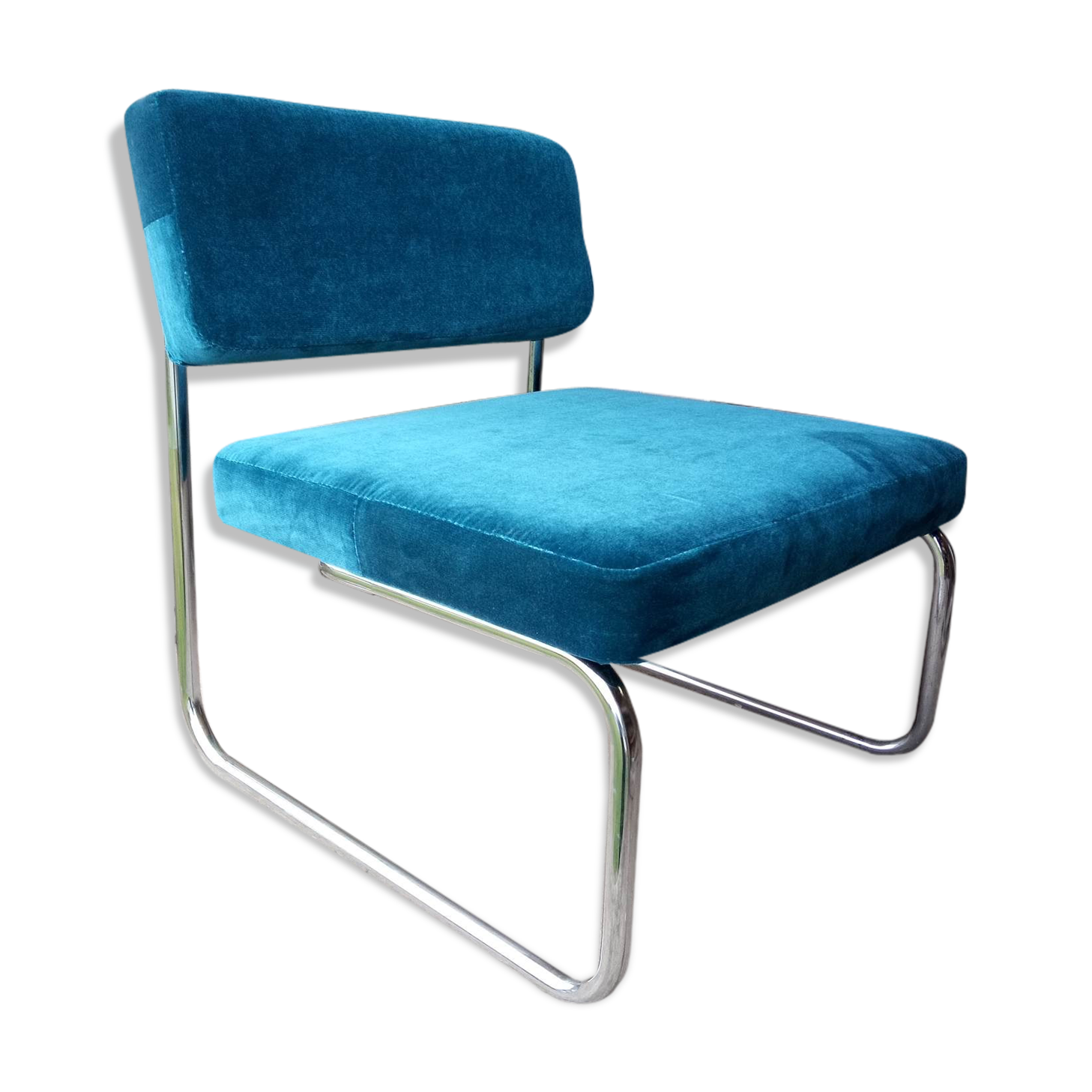 Petrole blue modernist armchair