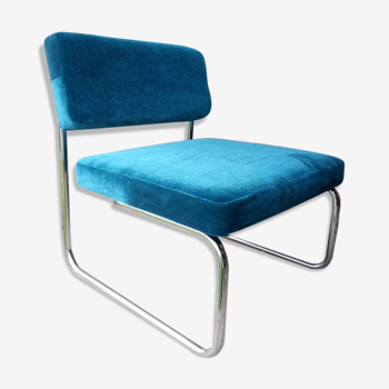 Petrole blue modernist armchair