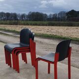 Set 4 - stackable chair Typy Massimo Papiri black red postmodern 1990s