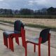 Set 4 - stackable chair Typy Massimo Papiri black red postmodern 1990s