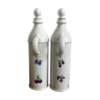 Porcelain bottle duo for mirabelle and raspberry brandy