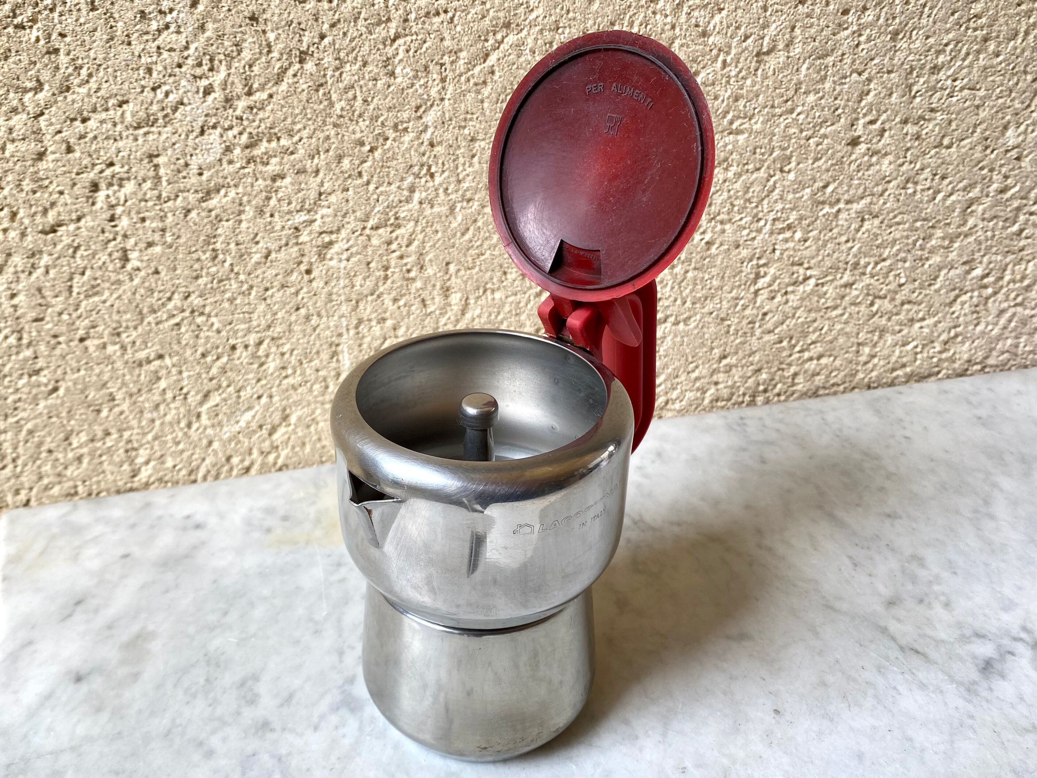 Italian coffee maker 3 cups lagostina vintage 60s design streamline stainless steel 18/10
