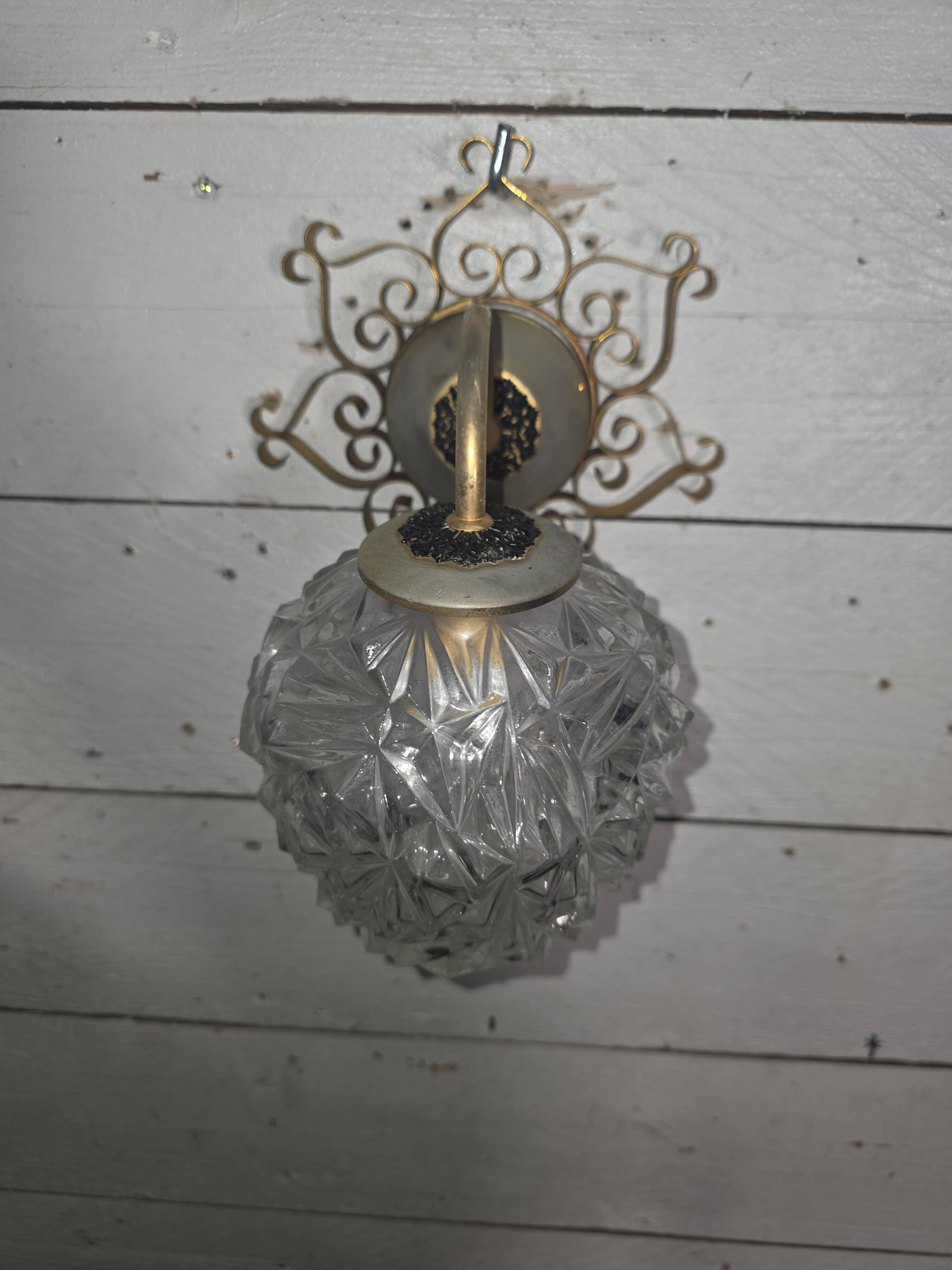 Paire d'appliques vintage en fer forgé doré des années 60/70