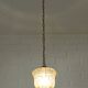 Vintage copper pendant light / amber glass and rustic chain hanging lamp