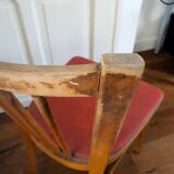 Baumann chair stamped in red skai