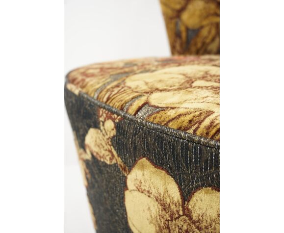 Cocktail chair swivelling grey and gold fabric