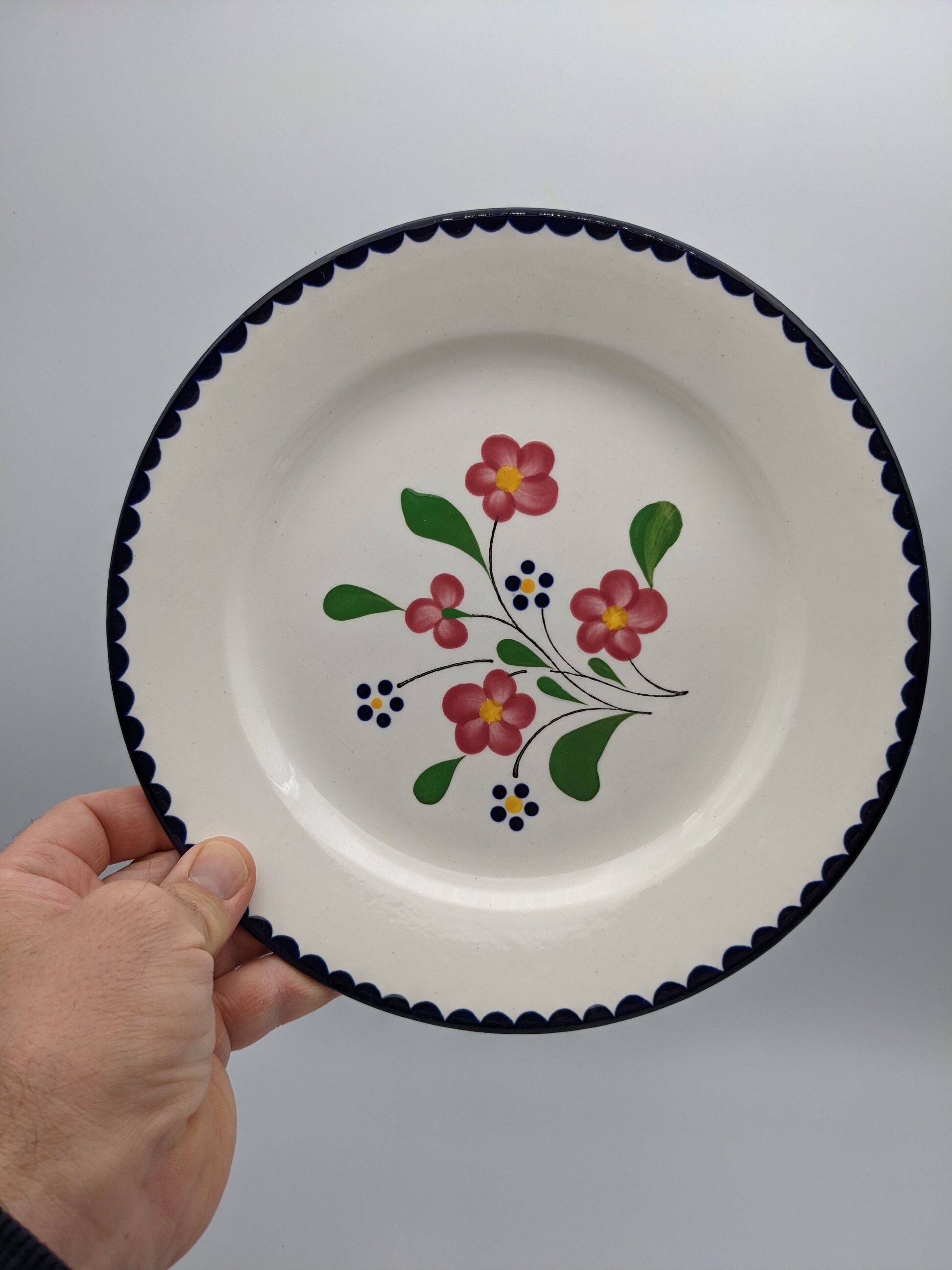 Set of 6 flat plates salins model rosemonde floral decoration