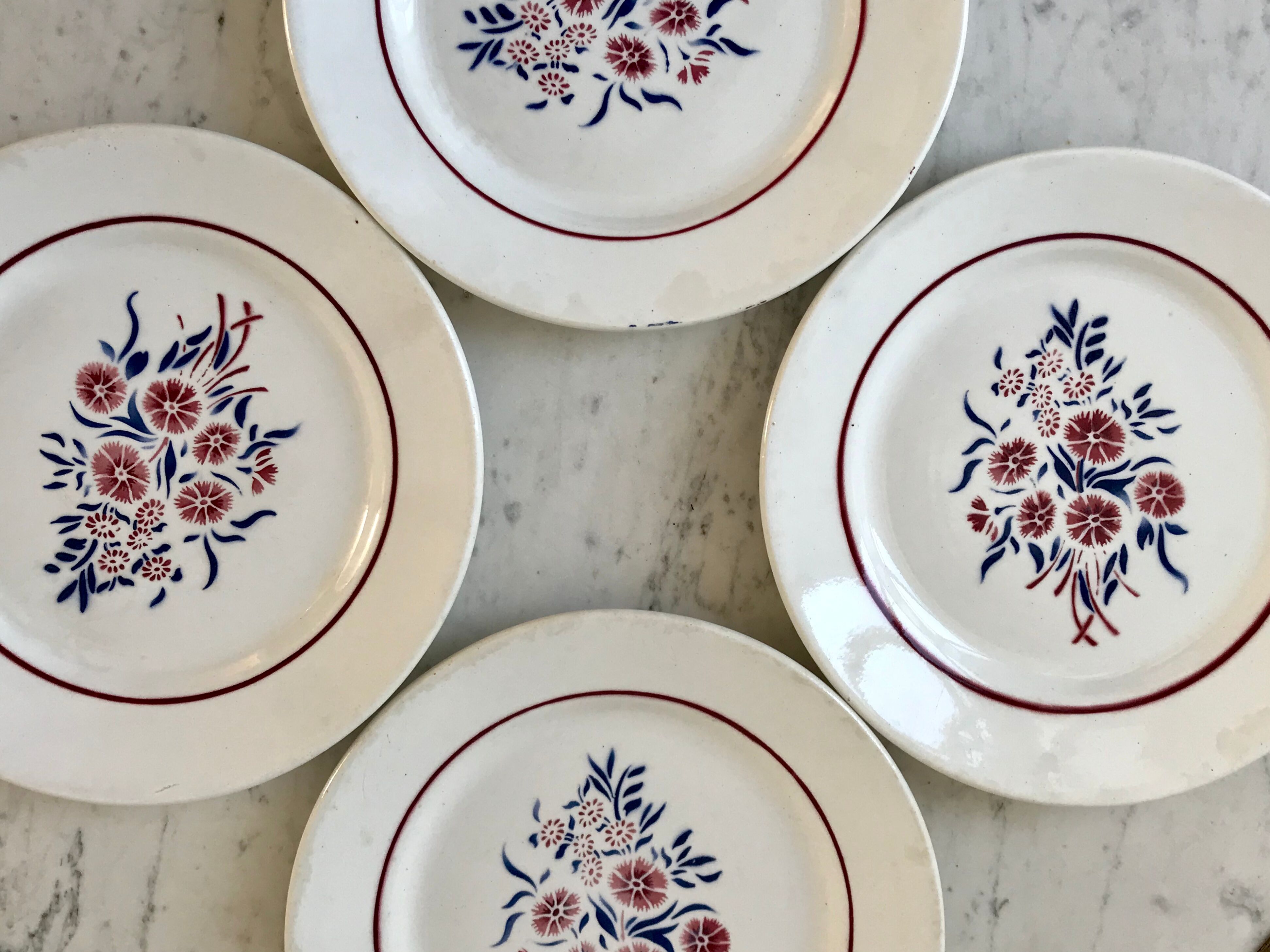 Set of 4 dessert plates Badonviller 50s