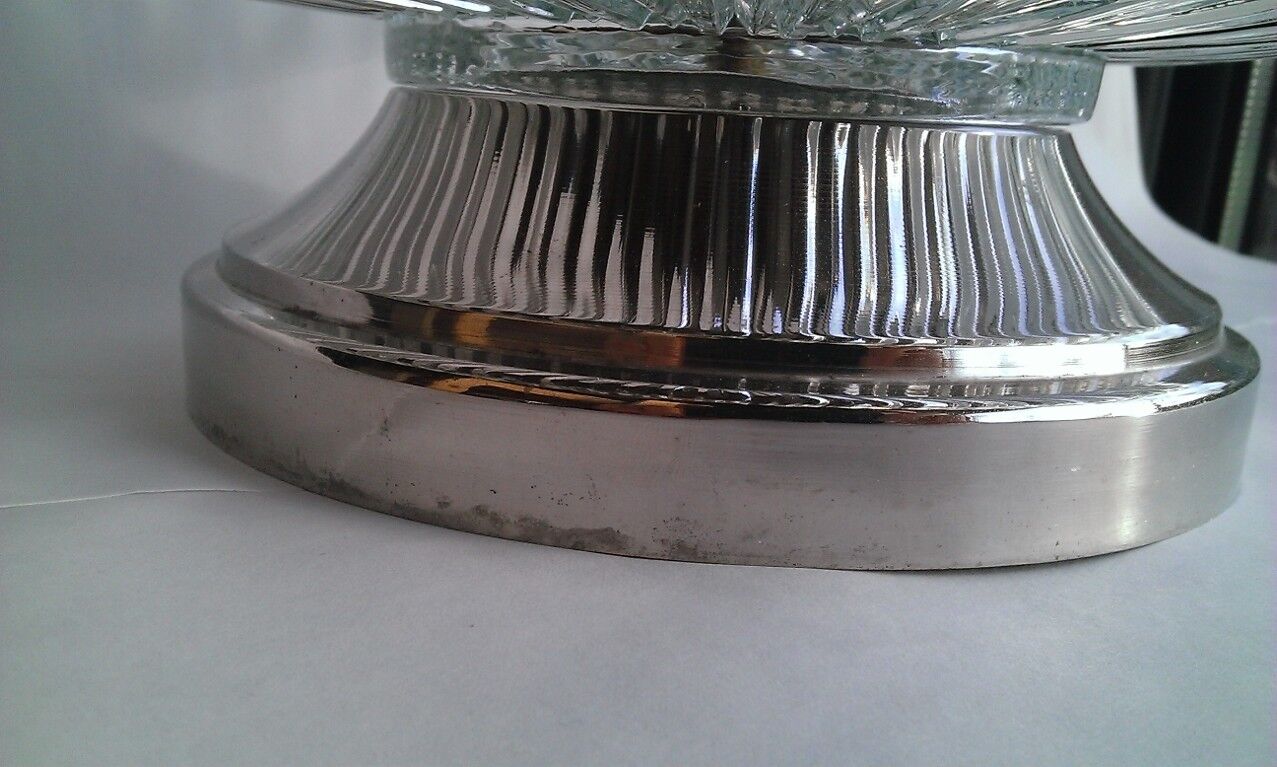 Glass Art Deco bowl with metal base