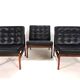 France & Son Set of 3 Modular Leather Armchairs by O. Gjerløv-Knudsen/T. Li
