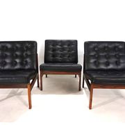 France & Son Set of 3 Modular Leather Armchairs by O. Gjerløv-Knudsen/T. Li