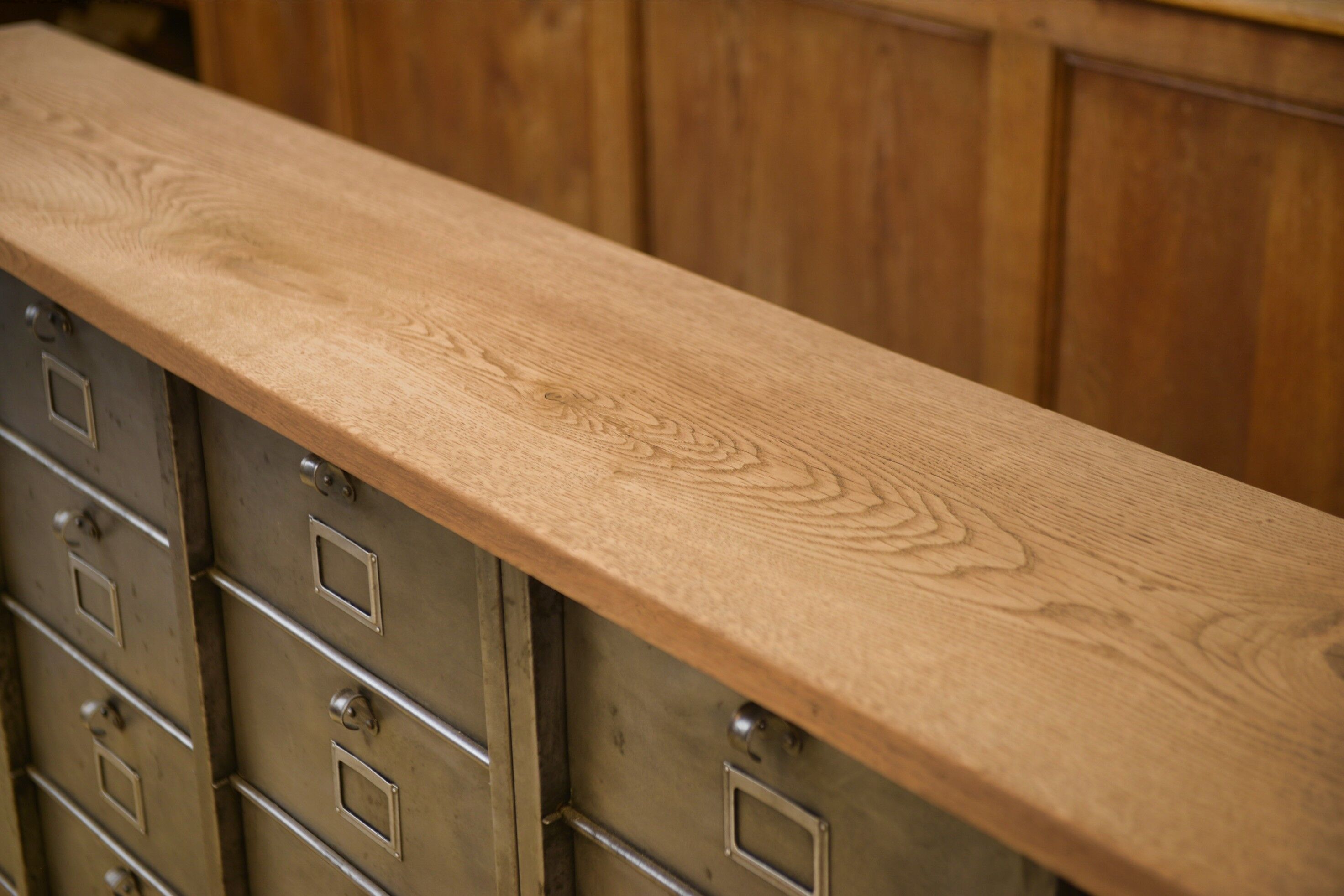 Strafor cabinet with flaps, 6 columns, oak top, 1950s.
