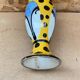 Ancien vase soliflore henri delcourt en céramique jaune & pois vintage