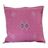 Coussin berbere en soie de cactus rose