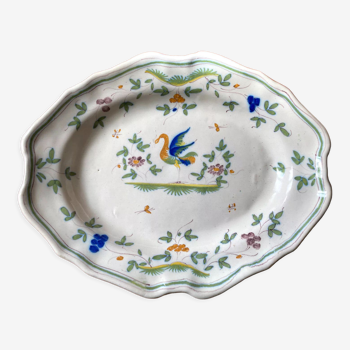 Faience dish decorated with bird and butterfly in the taste of the eighteenth