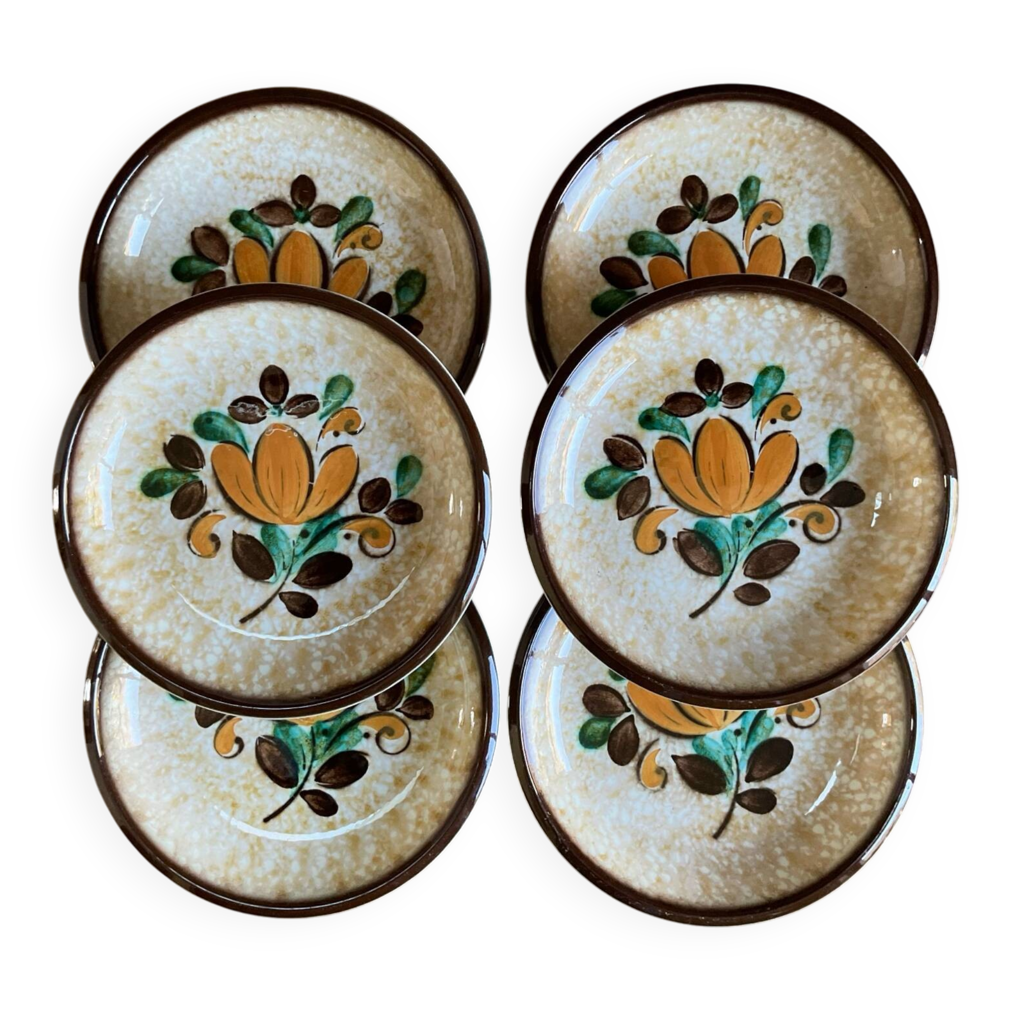 6 vintage Boch La Louvière “Corfou” soup plates