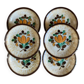 6 assiettes creuses vintage Boch La Louvière « Corfou »