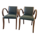 2 fauteuils de bridge assise cuir