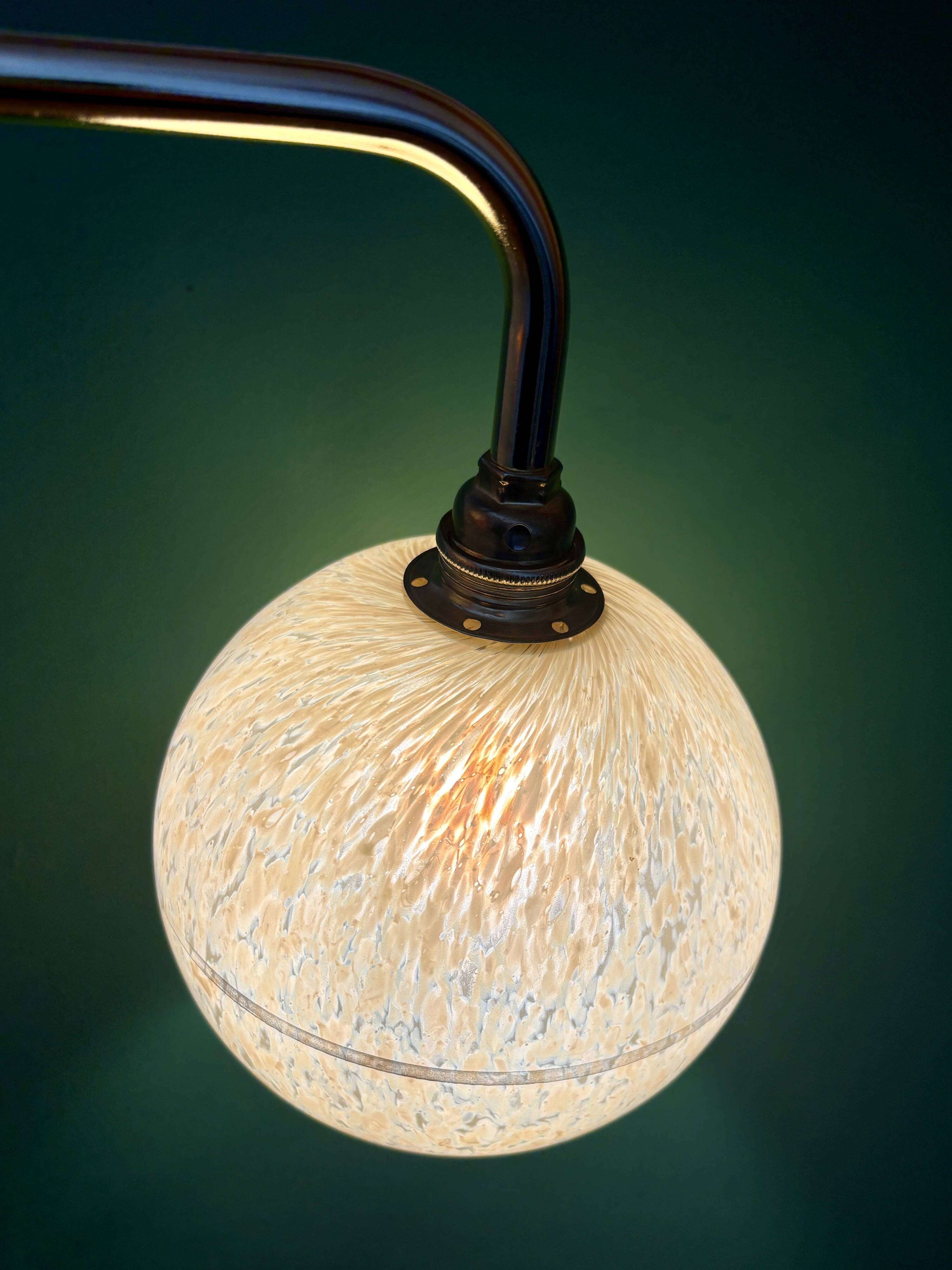 Vintage glass globe wall light in yellow and silver from Clichy.