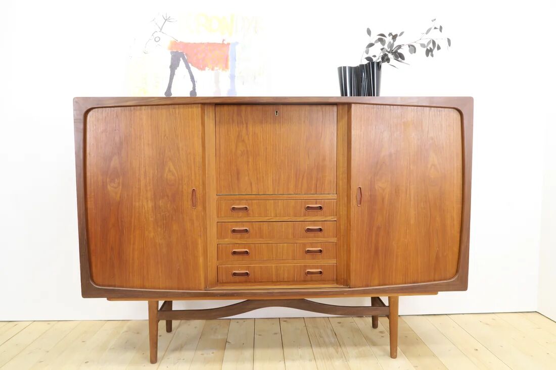Teak highboard with doors and drawers, 1960s