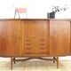 Teak highboard with doors and drawers, 1960s