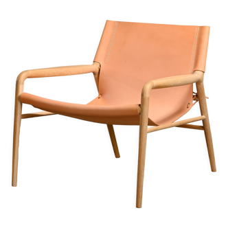 Dennis Marquart rama chair in natural leather and oak for Oxdenmarq