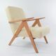 Fauteuil Kompas velours côtelé crème rénové