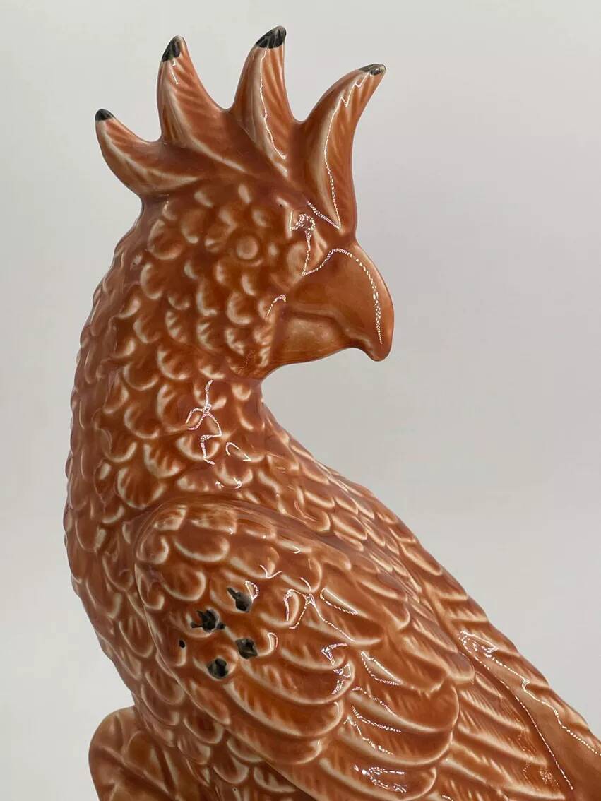 Vintage Ceramic Parrot Sculpture