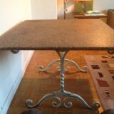 Credenza table with wrought iron base