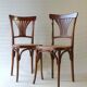 Two bistro chairs kohn n°196 in palmette, circa 1906, tanned