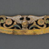 Polychrome carved wooden element decoration of winged animals XXth India